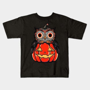 Owl & Jack O' Lantern: Halloween Pumpkin Trick or Treat Design Kids T-Shirt